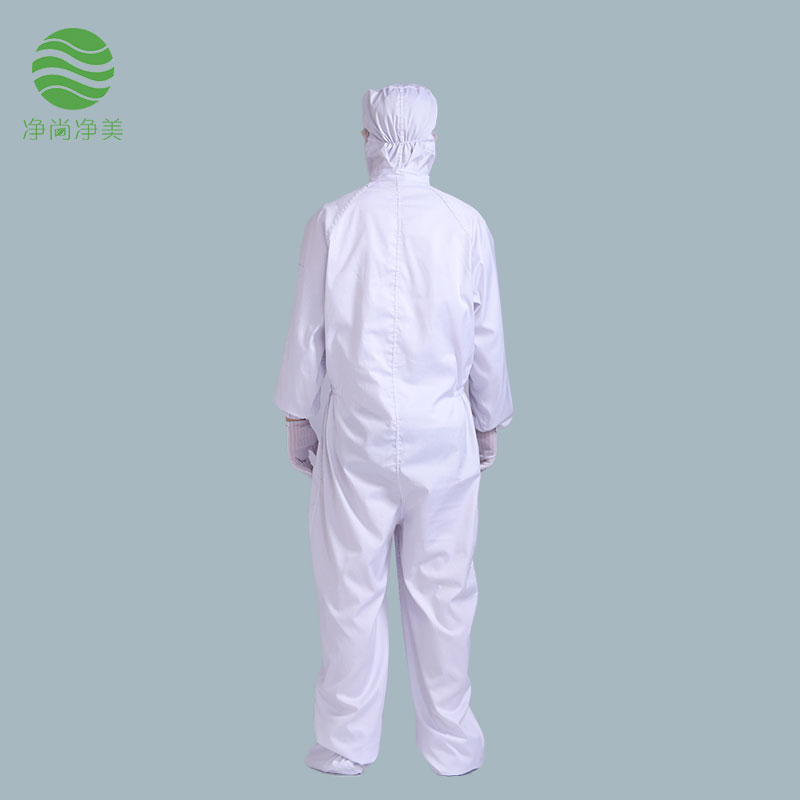 防静电服四连体，防静电连体服,耐高温洁净服,无尘服，连帽连脚套直拉链款